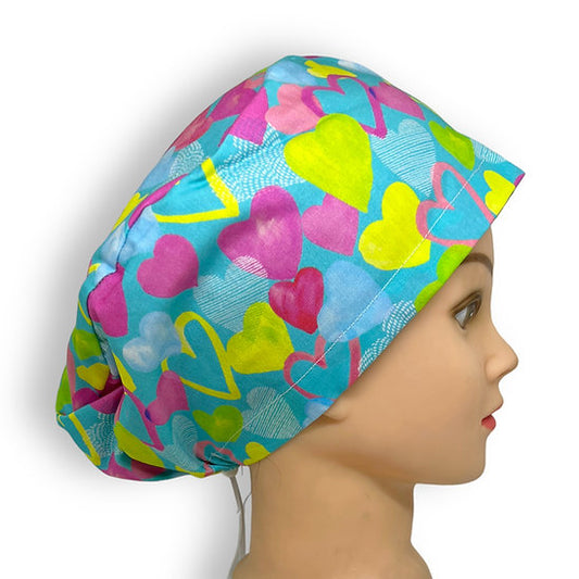 Aqua Hearts Scrub Cap