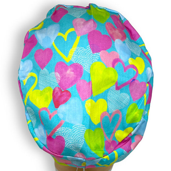 Aqua Hearts Scrub Cap