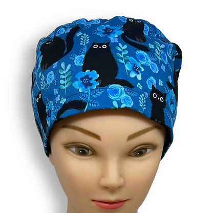 Black Cat Scrub Cap