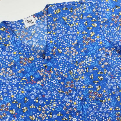 Blue Bees Scrub Top