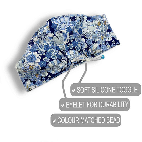 Blue Floral 3 Scrub Cap