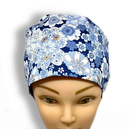 Blue Floral 3 Scrub Cap