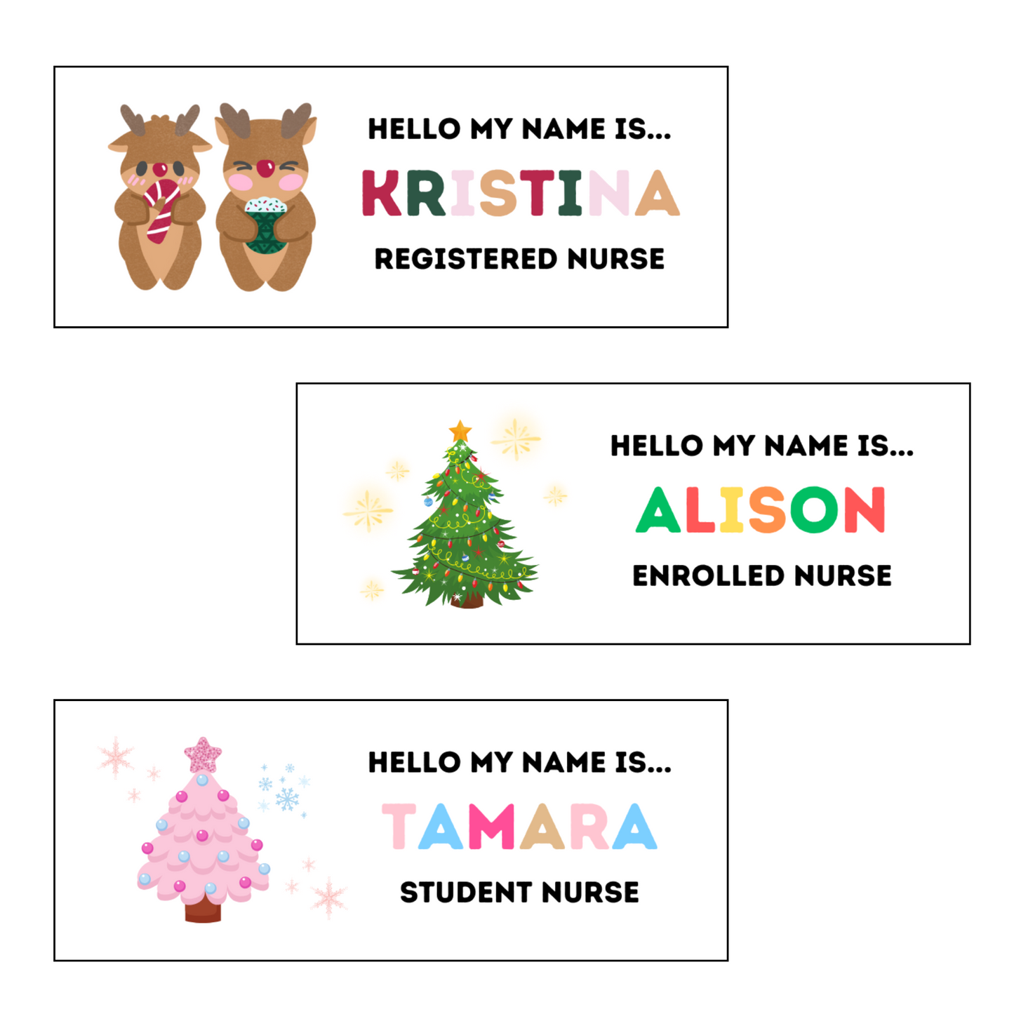 Christmas Cartoon Name Badge