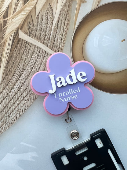 Flower Badge Reel - Personalised