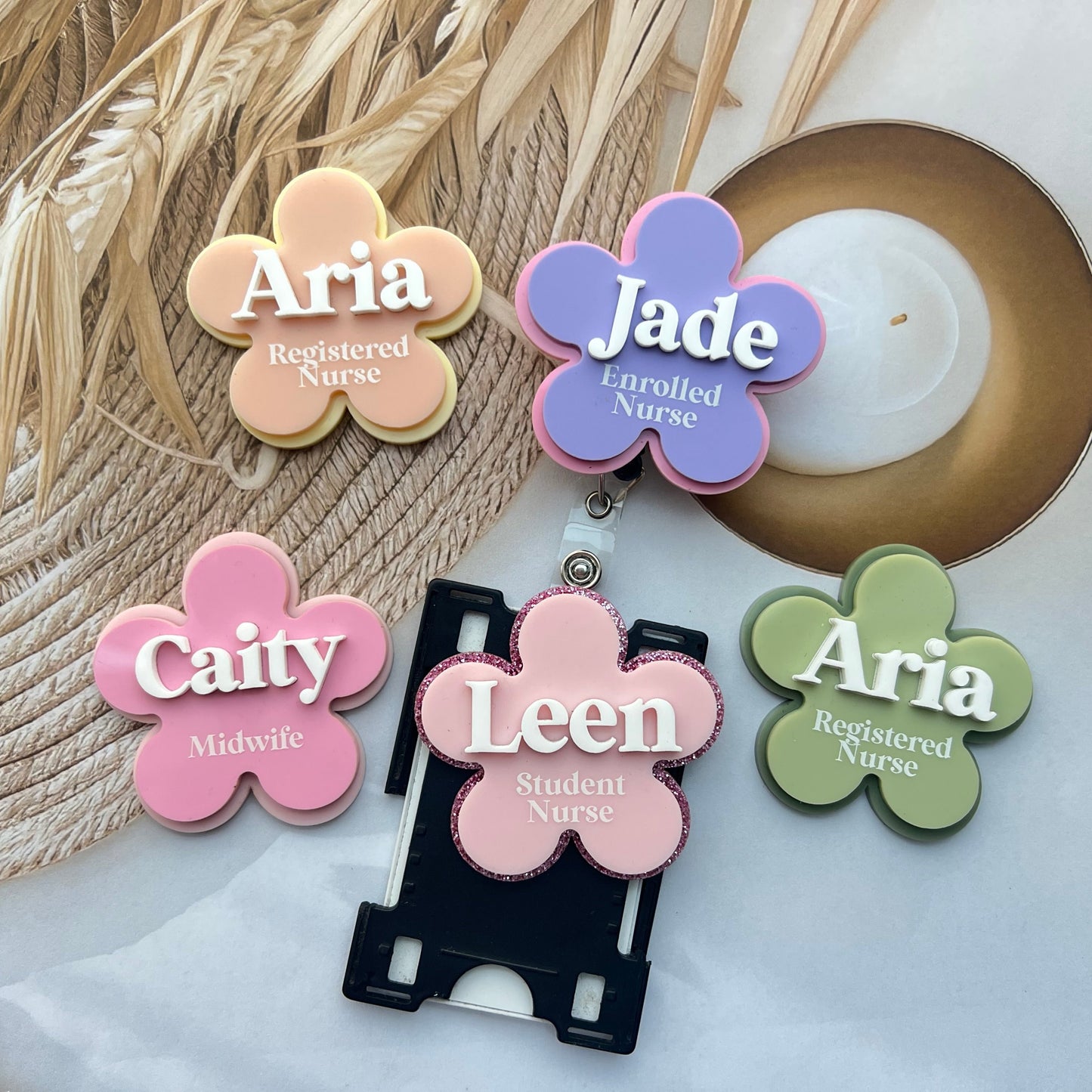 Flower Badge Reel - Personalised