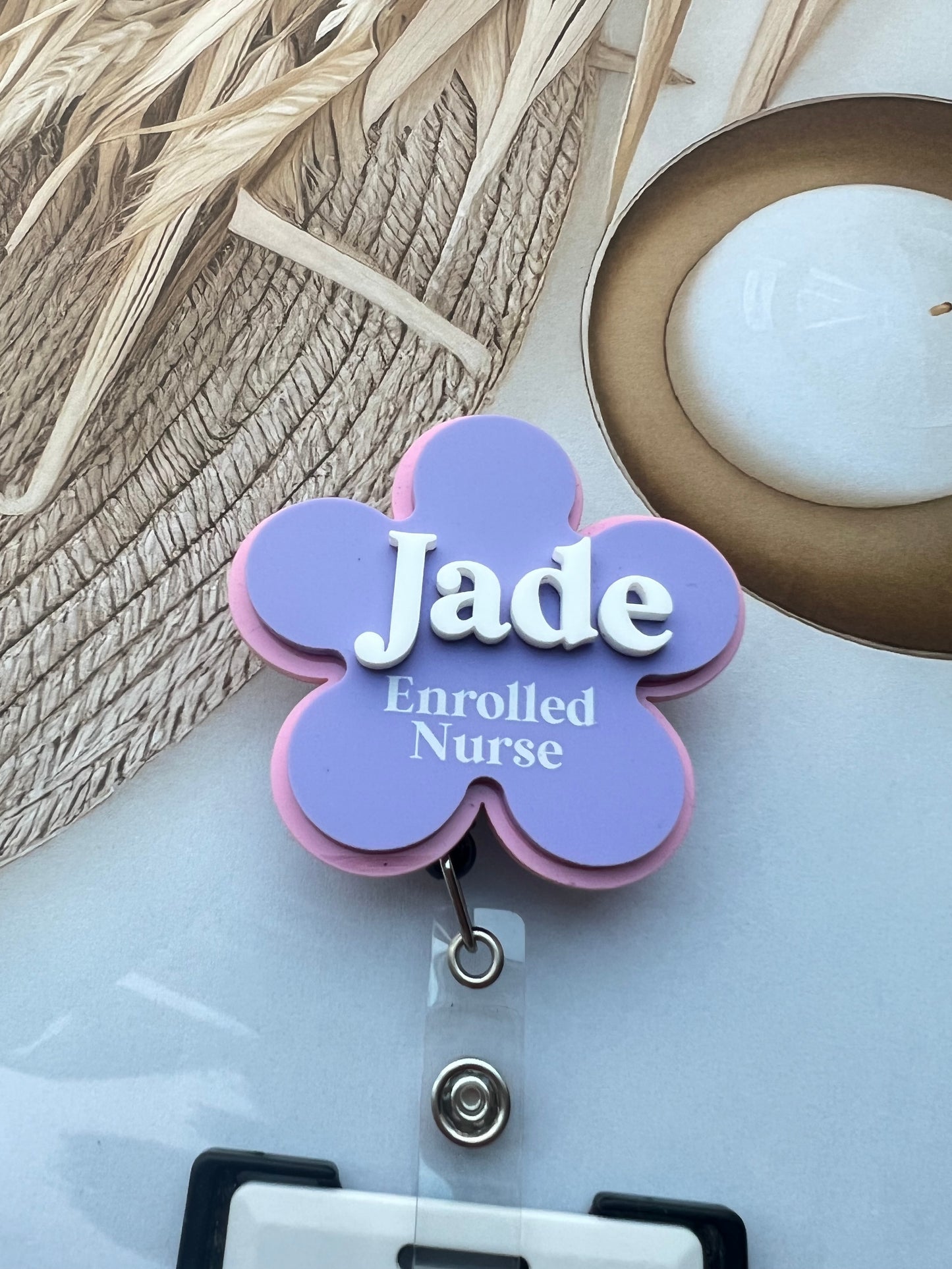 Flower Badge Reel - Personalised