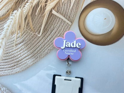 Flower Badge Reel - Personalised