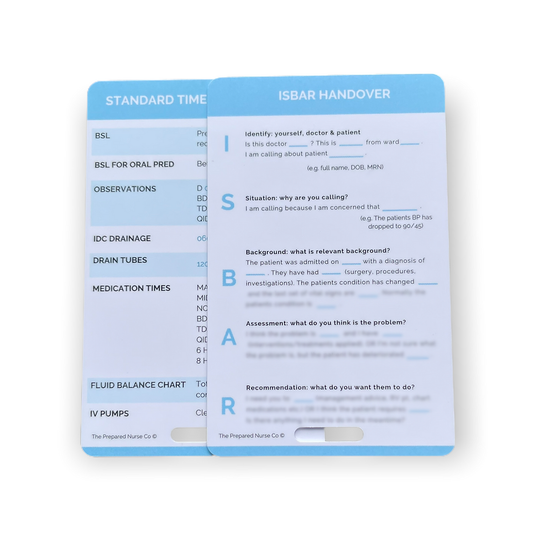 Nursing Reference Card - ISBAR Handover & Standard Nursing Times