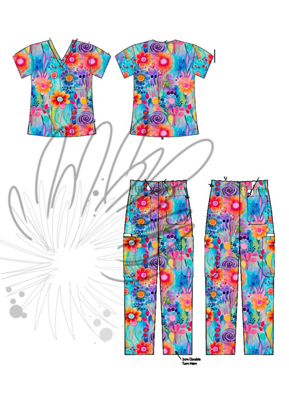 Sustainable Scrub Set - Floral Dark