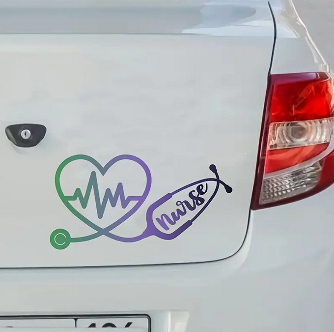 Rainbow Nurse Heart Decal