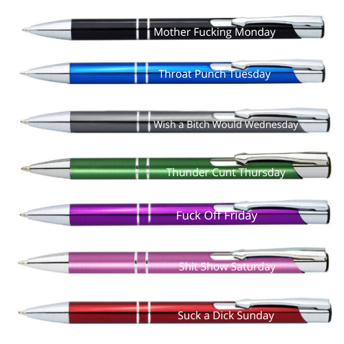 Sarcastic Pen Set - Sweary Days of the Week