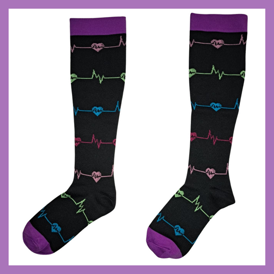 Fun Compression Socks - Purple ECG