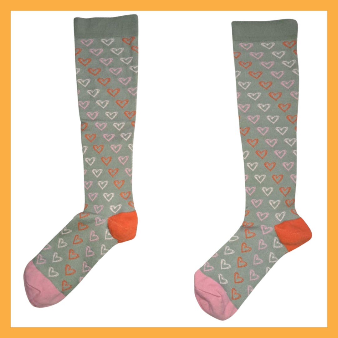 Fun Compression Socks - Pastel Hearts