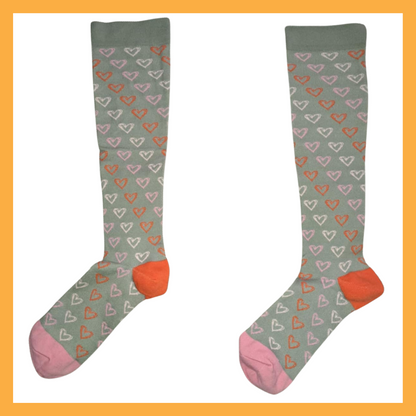 Fun Compression Socks - Pastel Hearts