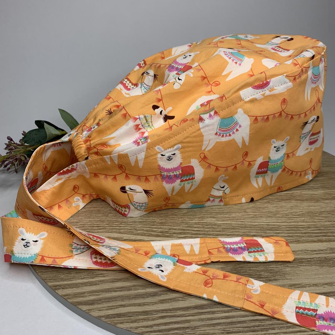 Mandarin Llama Scrub Cap