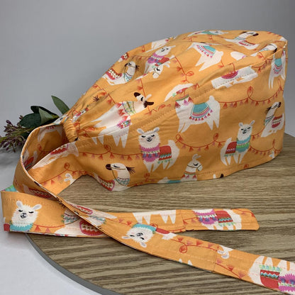 Mandarin Llama Scrub Cap