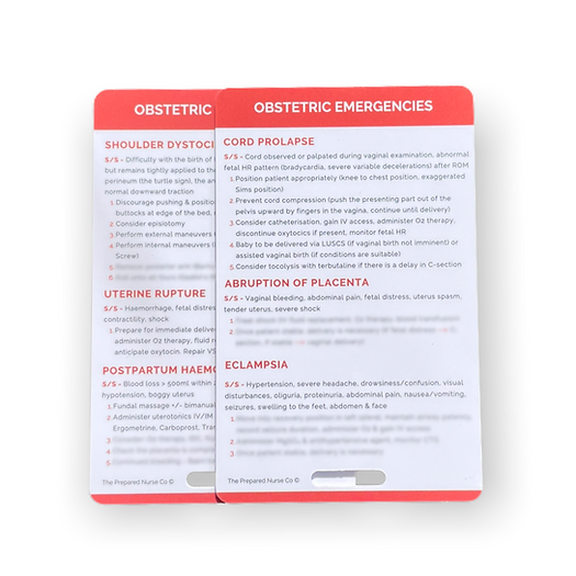 Midwifery Reference Card - Obstetric Emergencies