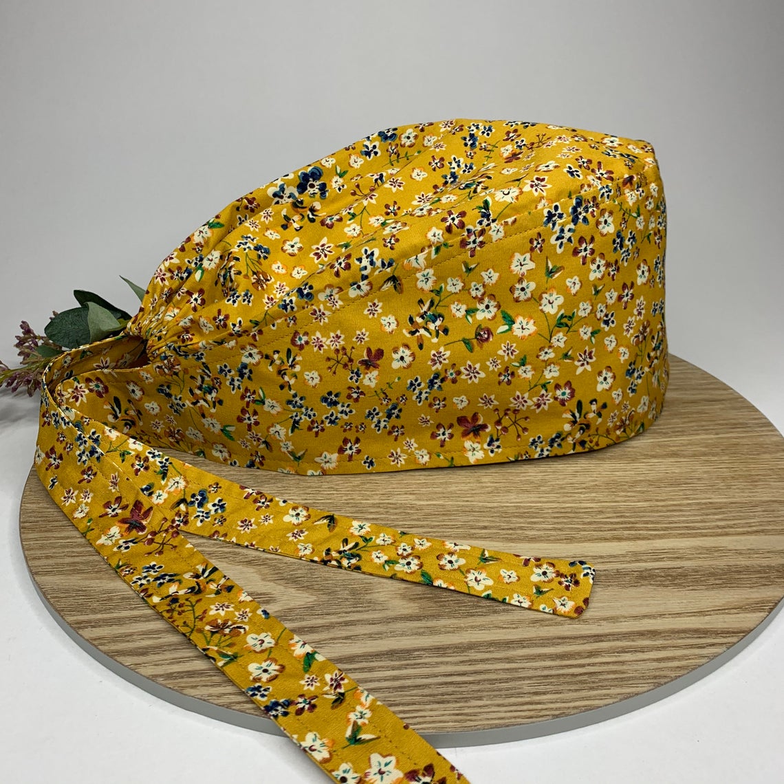 Mustard Floral Scrub Cap