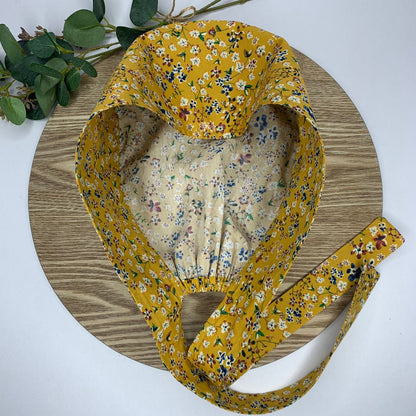 Mustard Floral Scrub Cap