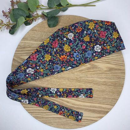 Navy Floral Scrub Cap