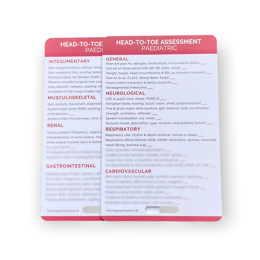 Nursing Reference Card - Paediatric Head-to-Toe