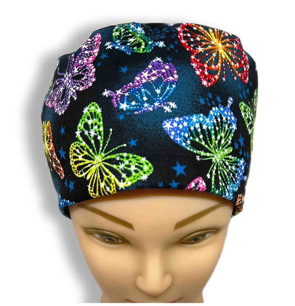 Rainbow Butterfly Scrub Cap