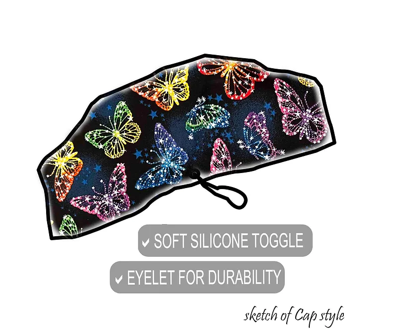 Rainbow Butterfly Scrub Cap